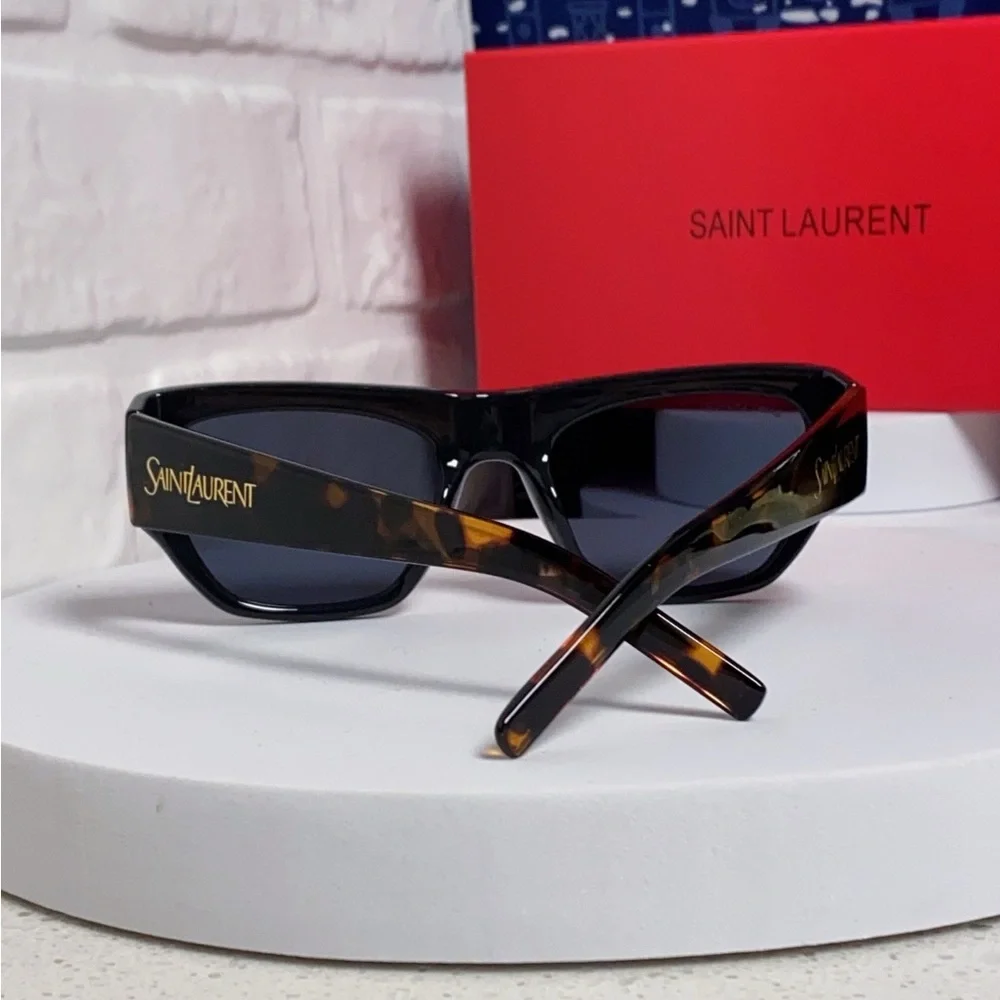 Saint Laurent Black Rectangular Sunglasses for Men